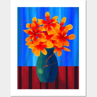 Vase of Orange and Yellow Flowers Posters and Art